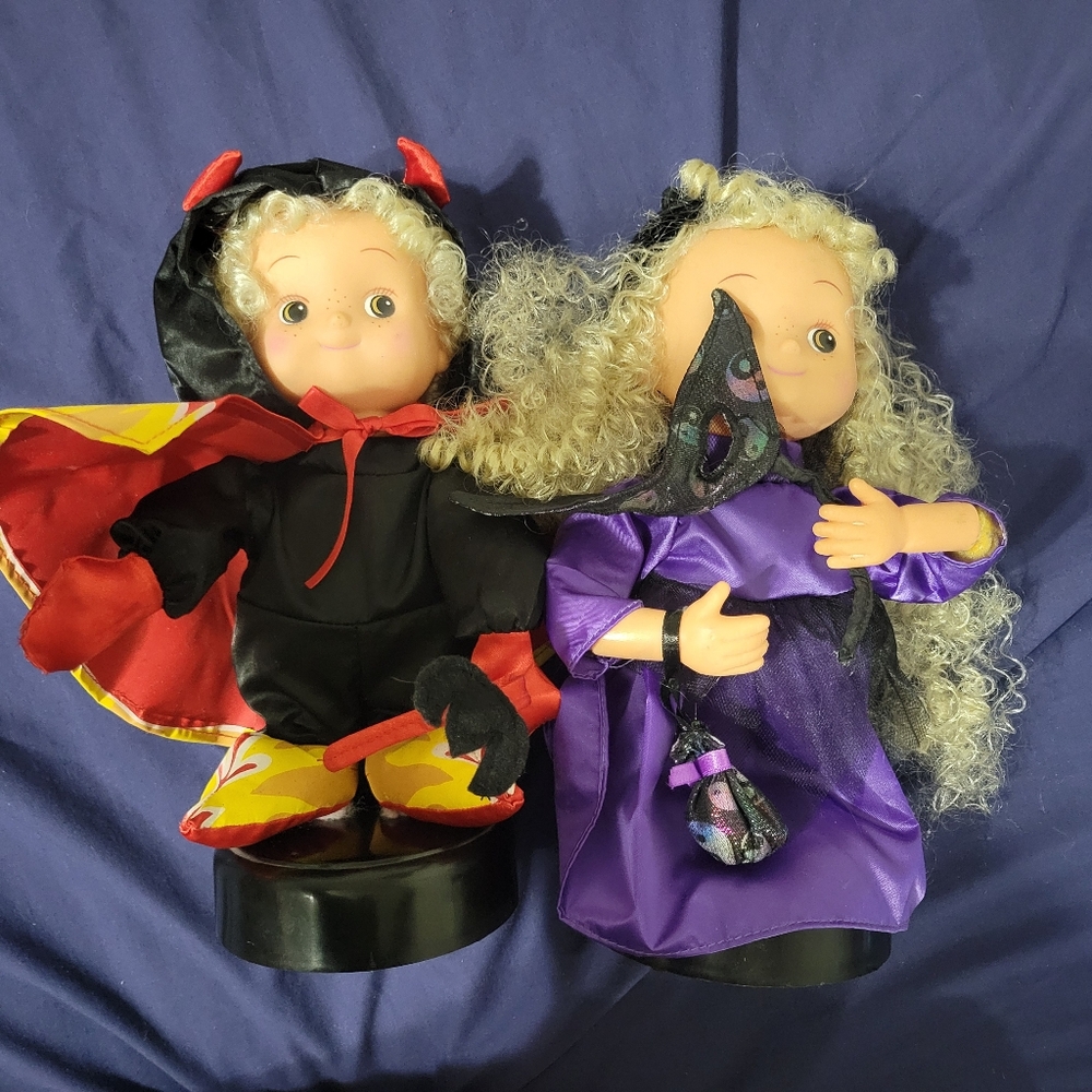 Padma Animated Collectibles Halloween Kids Lot Of 2 Devil Kid & Cat Kid Vintage